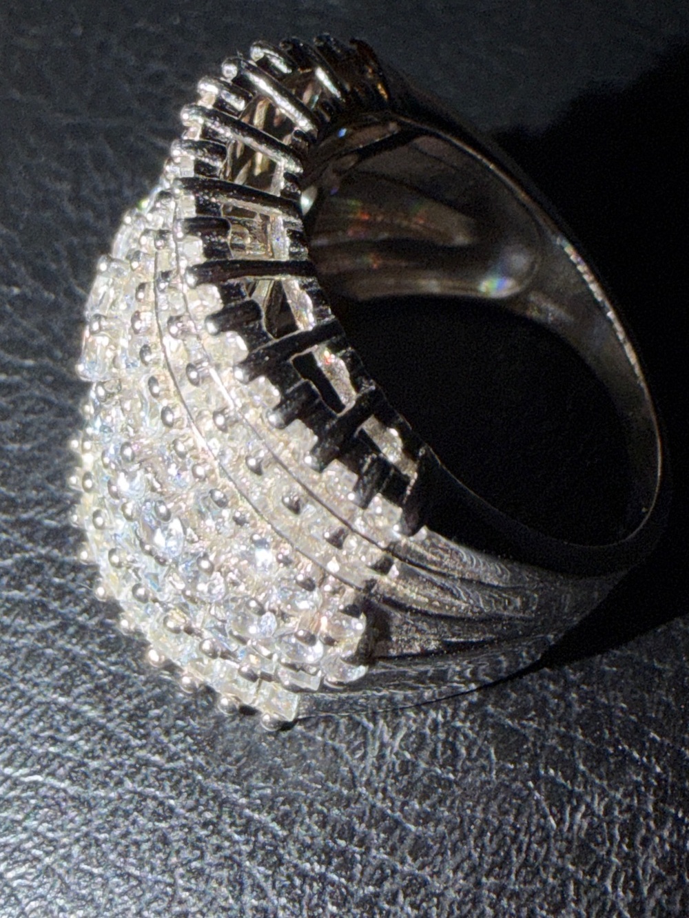 JTV Sterling Silver Multi-Row Diamond Stimulant/CZ Wide Band Ring Size 6 - Picture 4 of 8